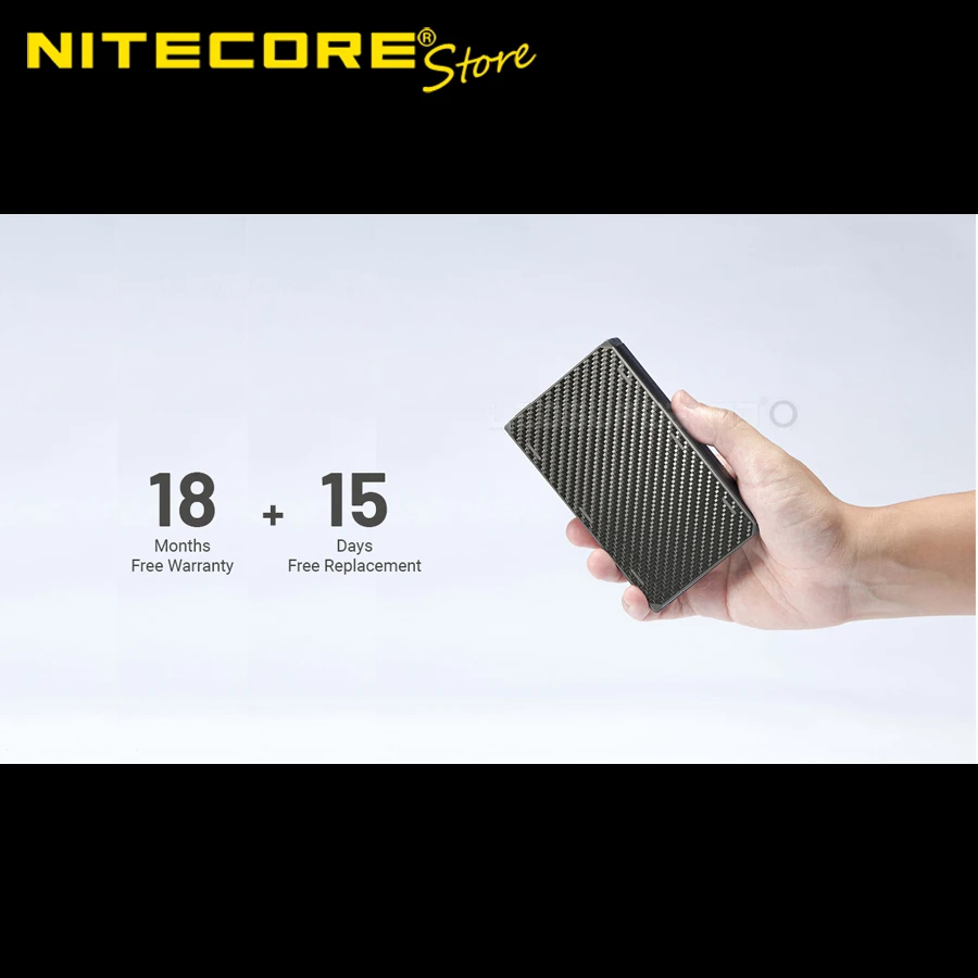 Фото Быстрозарядный внешний аккумулятор NITECORE NB20000 GEN3 из углеродного волокна, сверхлегкий, 20000 мАч, для мобильных телефонов №1