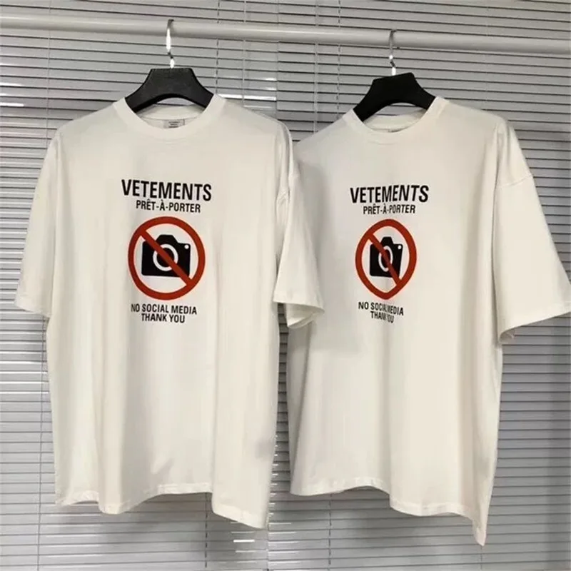 

VETEMENTS T-shirts Are Prohibited From Taking Pictures High Street Fashion Brand Men Women Loose Short Sleeves