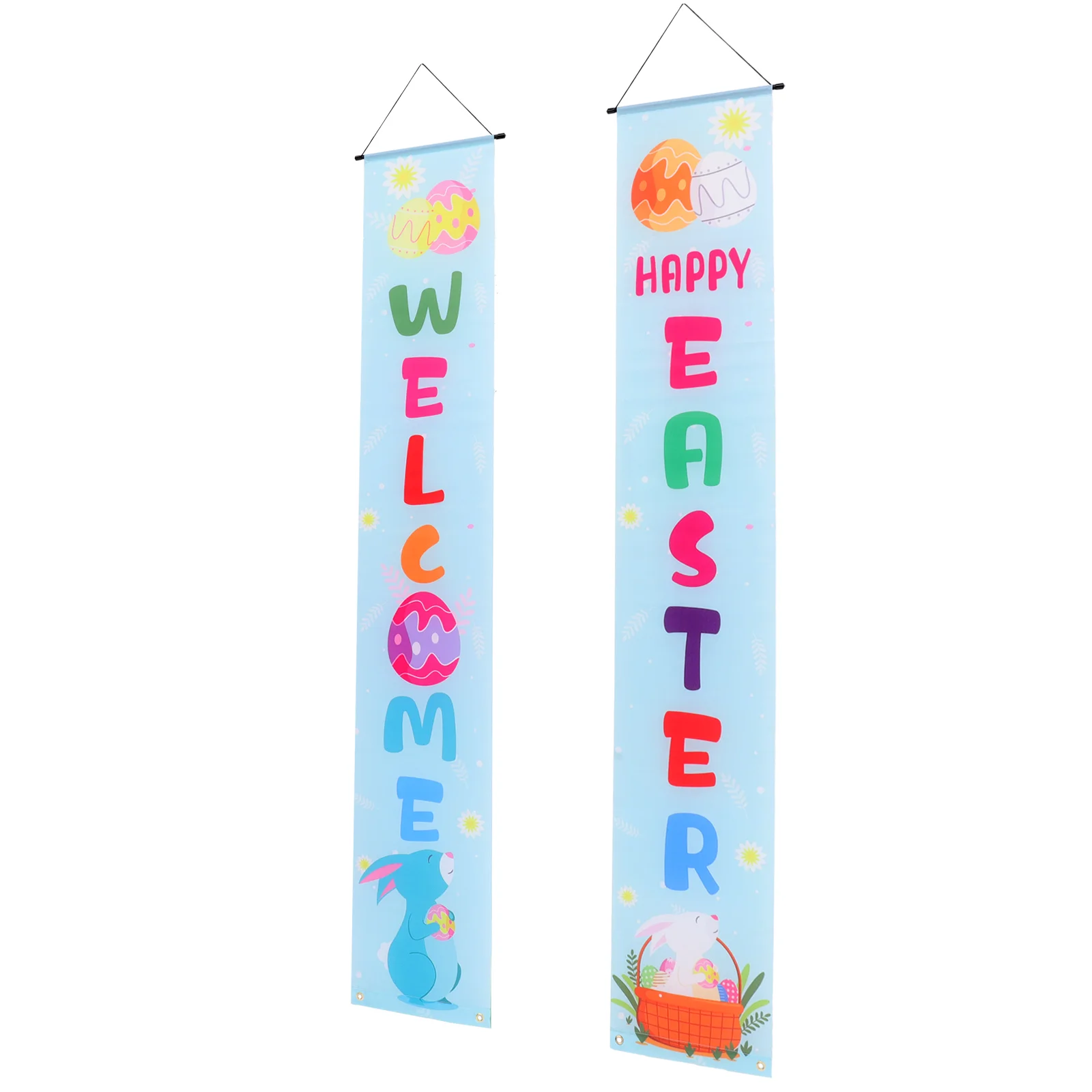 

Easter Door Sign Porch Banner Welcome Happy Spring Couplets Decorations Party Egg Hanging Decoration Themed Banners Couplet