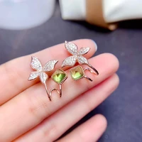 meibapj natural peridot gemstone butterfly stud earrings real 925 silver green stone earrings fine charm jewelry for women
