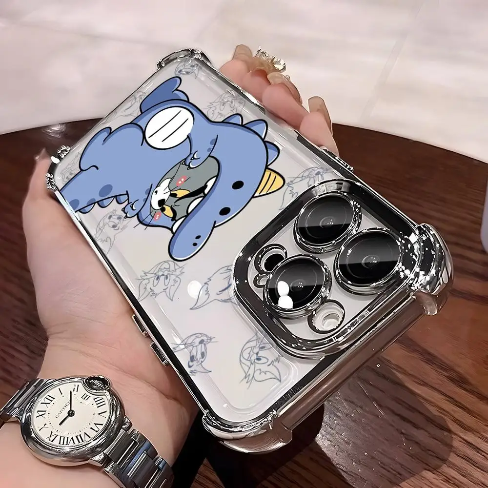 Чехол для телефона T-Tom And J-Jerry с гальваническими углами чехол Iphone 16 15 Pro 14 13 Mini 11 12 Xs