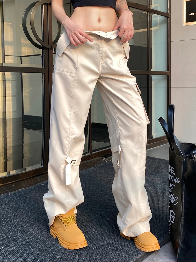 

Fashion Chic Loose Khaki Sweatpants Vintage Solid Casual Streetwear Women's Capris Harajuku Aesthetic Basic Cloth