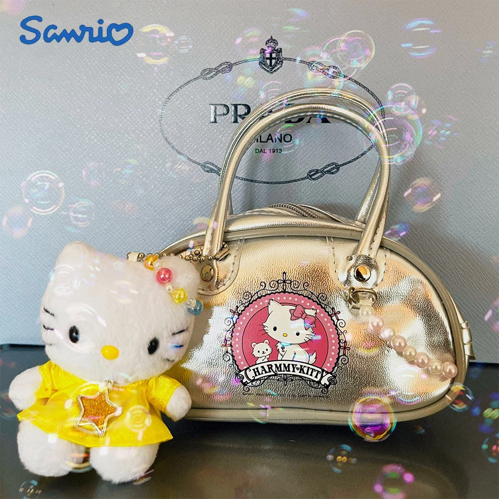 

New Fashion Hello Kitty Cartoon Handbag Kawaii Underarm Bag Mobile Earphone Storage Bag Sweet Girl Shoulder Bag Commuting Gifts