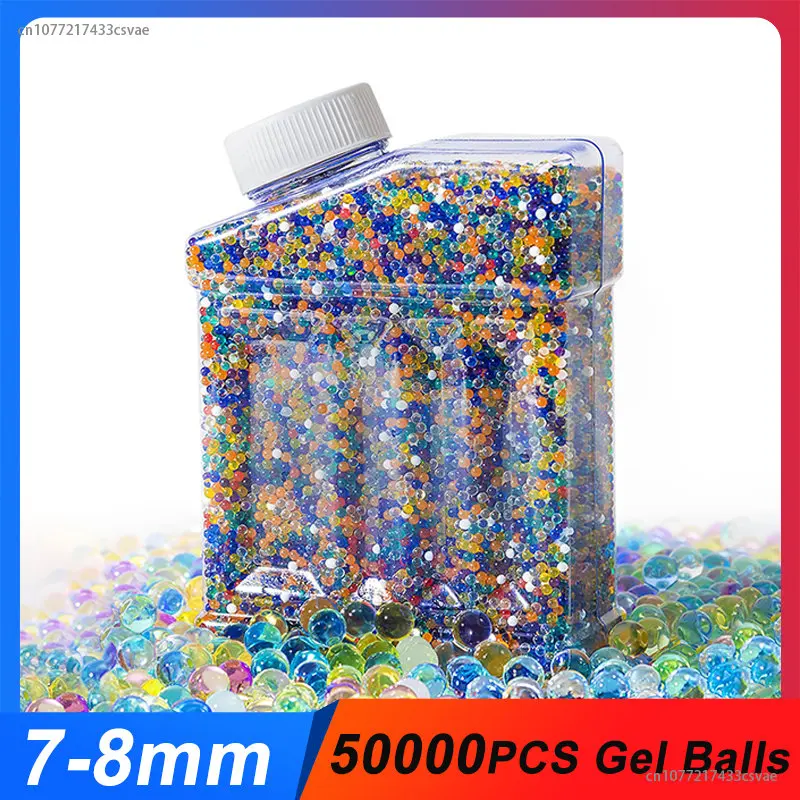 

50000PCS 7-8mm Gel Balls Gun Water Beads Refill Ammo Non-Toxic Gel Balls for Splatter Balls Blaster Kids Toy Growing Water Balls