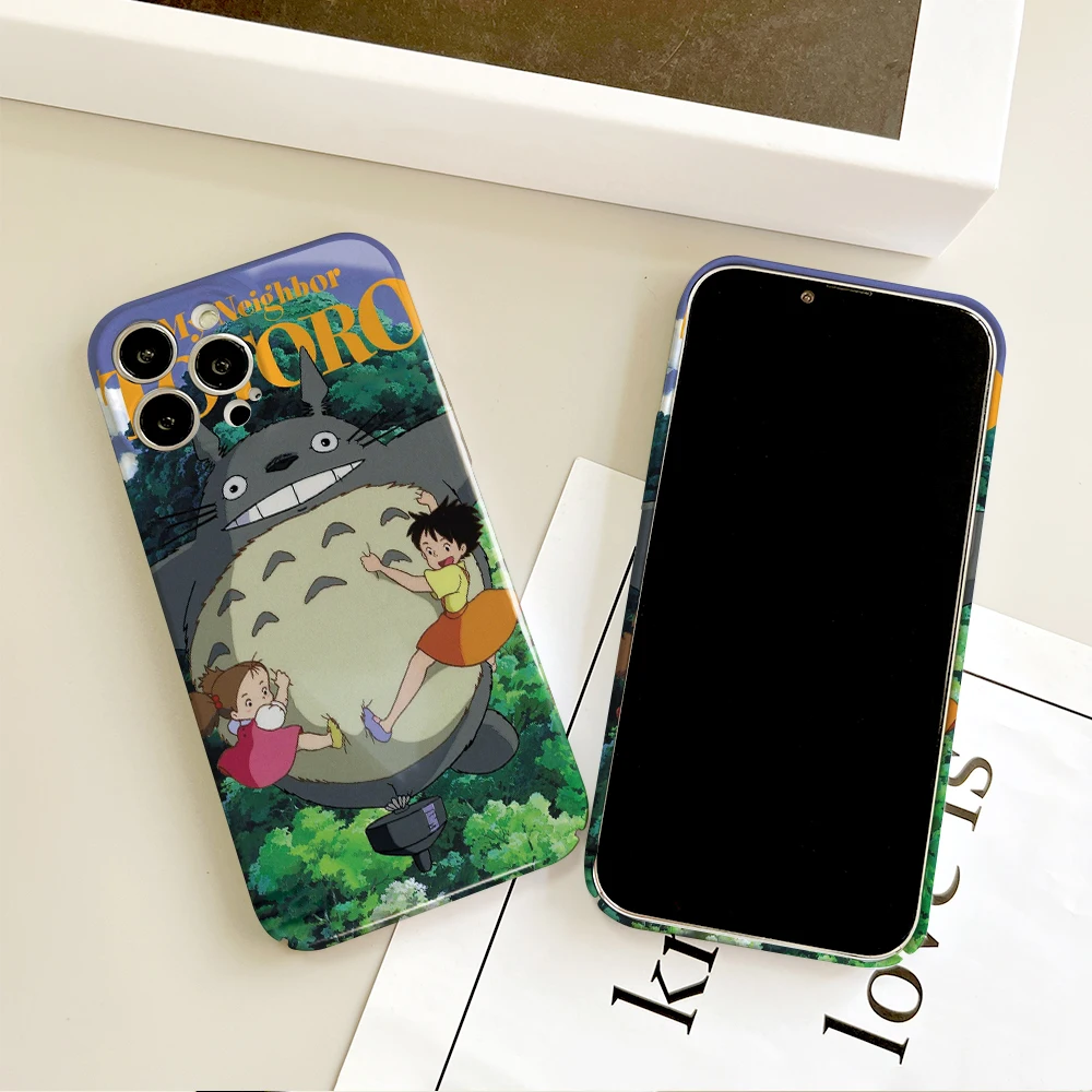 Чехол для телефона T-Totoros с рисунком аниме iPhone 16 15 14 13 12 11 Plus Pro Max Mini Glossy HD Hard Cover Film