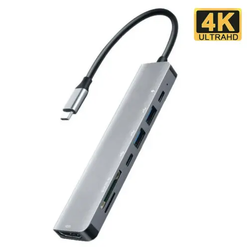 

7 in 1 USB C Hub Multiport Adapter 4K@60hz USB Docking Station USB C Hub for Mac