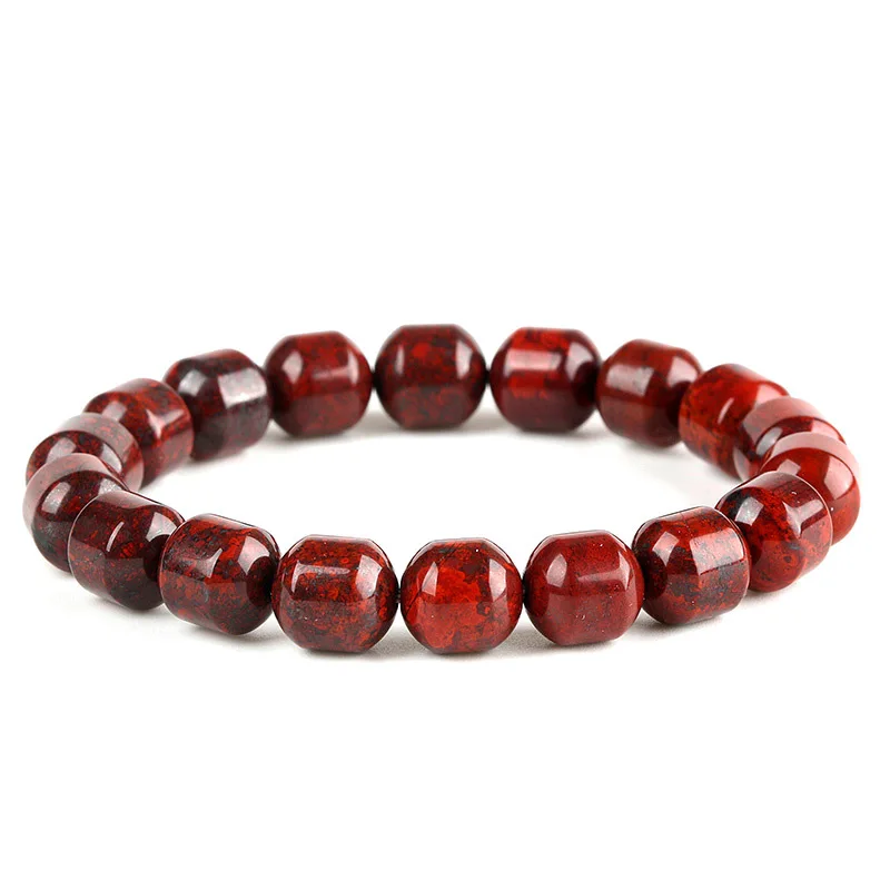 Wholesale Red Chicken Blood Natural Stone Bracelet Drum Beads Hand Row For Women Men Gift Crystal Fashion Jewelry