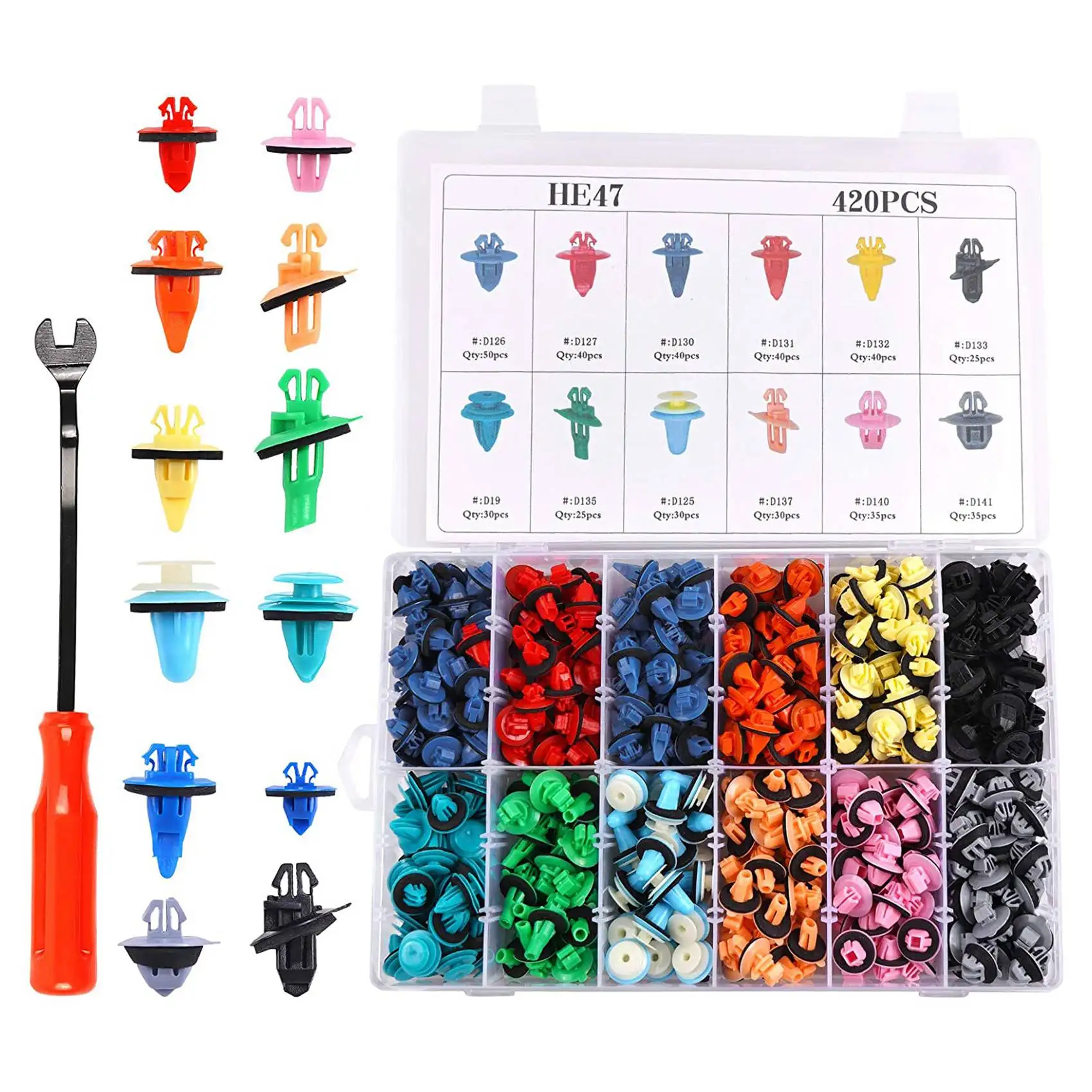 

421PCS Bumper Retainer Clips Car Rivets Fasteners Push Retainer Kit Panel Fender Clips for Toyota - 12 Most Common Sizes