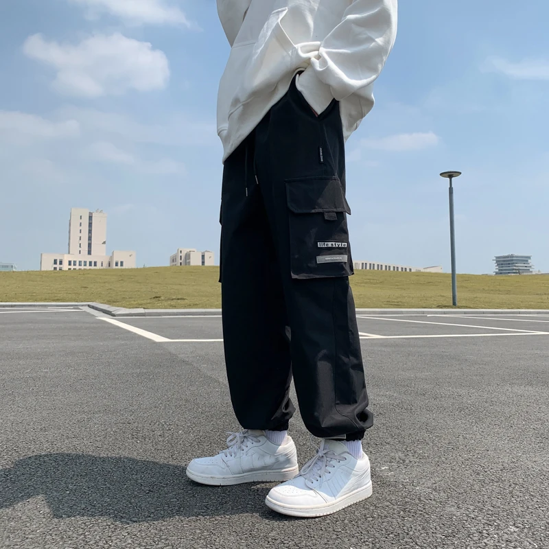 

New Winter Men's Pants Casual Men Elastic Waist Long Baggy Straight Cargo Jogger Trousers Male Side Multi Pocket Plus Size M-7XL