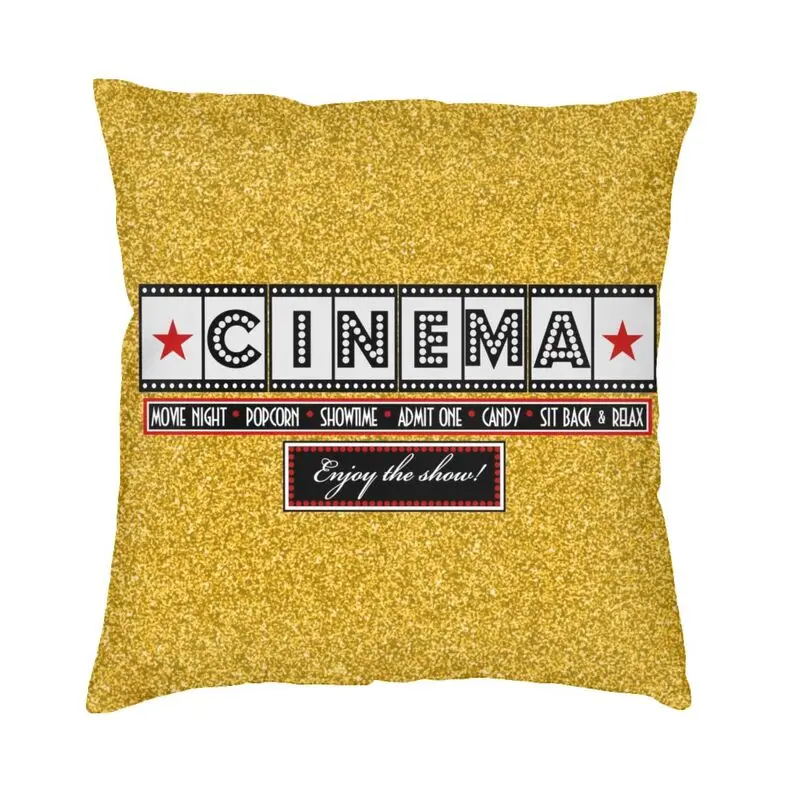 

Gold Movie Theater Cinema Cushion Cover 45x45 cm Classic Production Film Letters Throw Pillow Cases Home Decoration Pillowcase