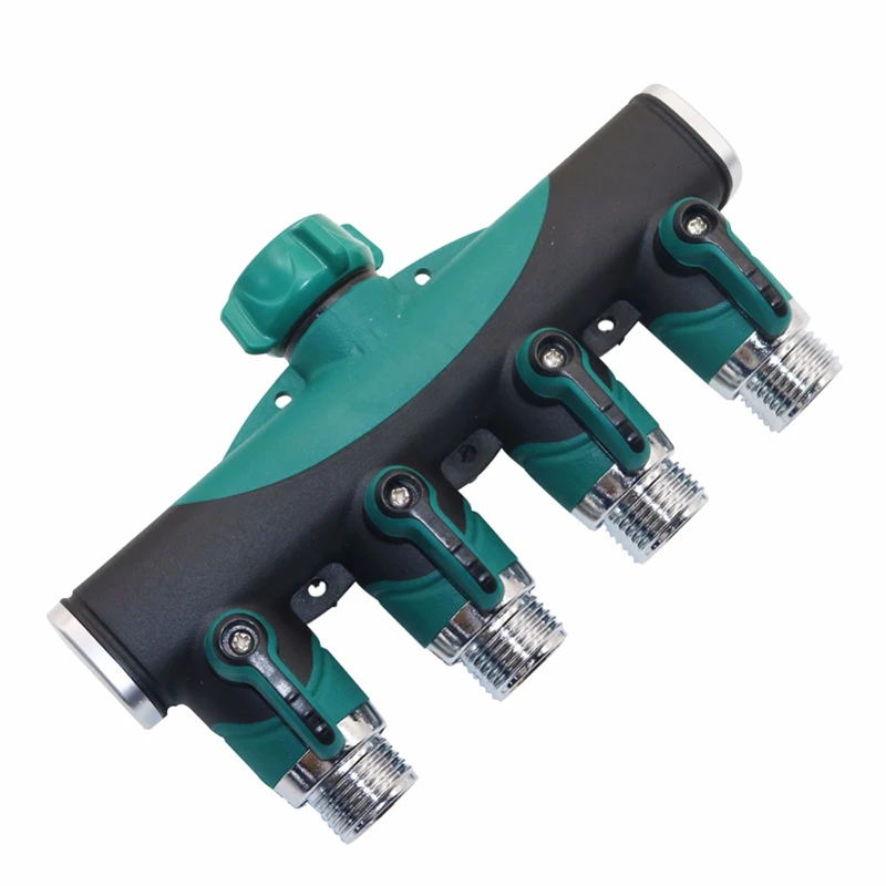 

1 Pcs 3/4" Agriculture Irrigation Splitters Metal One-to-four Valve Distributor Garden Water Connectors USA Standard Thread