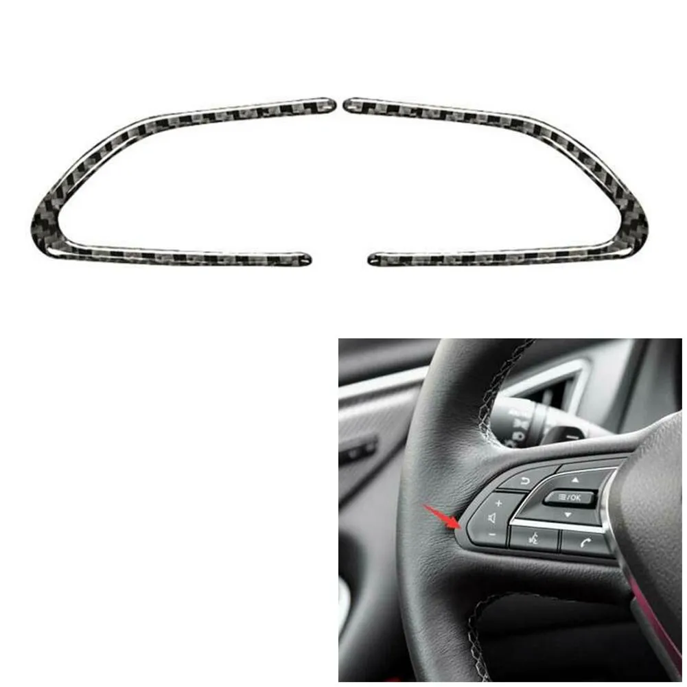 

2pcs Car Stickers Cover Parts For Infiniti Q50 Q60 2014-21 Real Carbon Fiber Steering Wheel Button Cover Trim High Quality