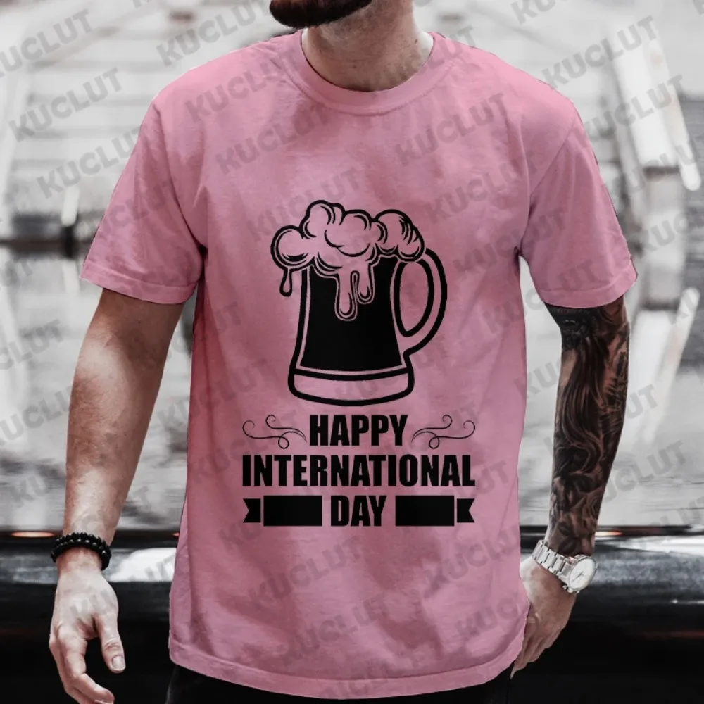 Футболка для мужчин Happy International Beer DAY одежда с графикой Y2k мужская питьевой