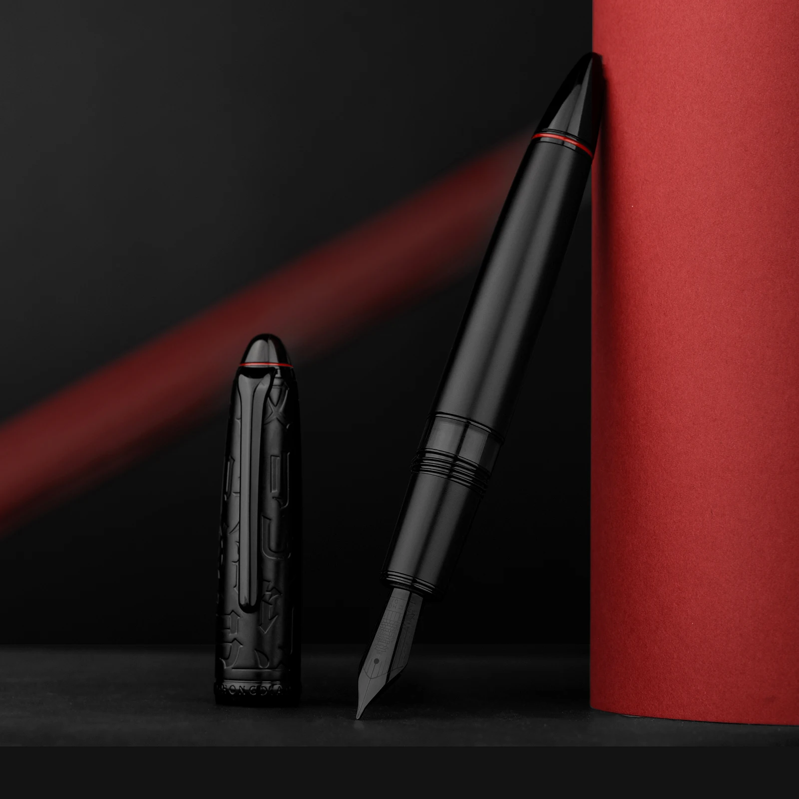 

Nib Ef/f/long Cloud Fountain Seal Torpedo Knife Resin Office Black Hongdian Cap Beautiful Pen Writing Business Piston