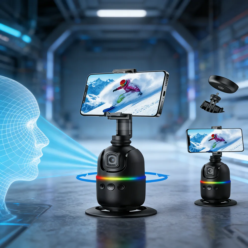 Фото Roreta AI Gimbal: Универсальный настольный стабилизатор-держатель для телефона с поворотом на 360° ° Штатив с функцией автоматического отслеживания лица для смартфона, для видеоблогов и прямых трансляций №1