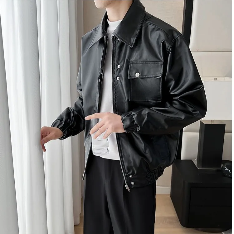 Модное брендовое пальто из искусственной кожи с карманом мужская американская