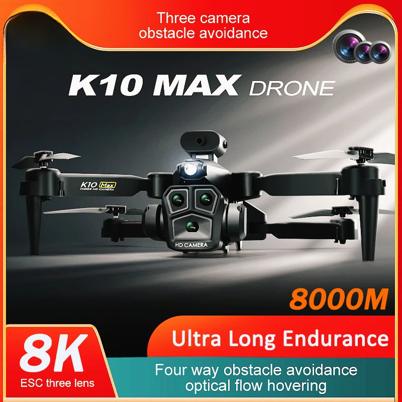 

New 8K Three-Camera HD Professional Aerial Photography Aircraft K10 Max Dron One-Key Return Obstacle Avoidance GPS Drone