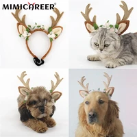cat headwear cat hat antlers hair card headband christmas festive cosplay decorate for small dogs cat pet accessories supplies