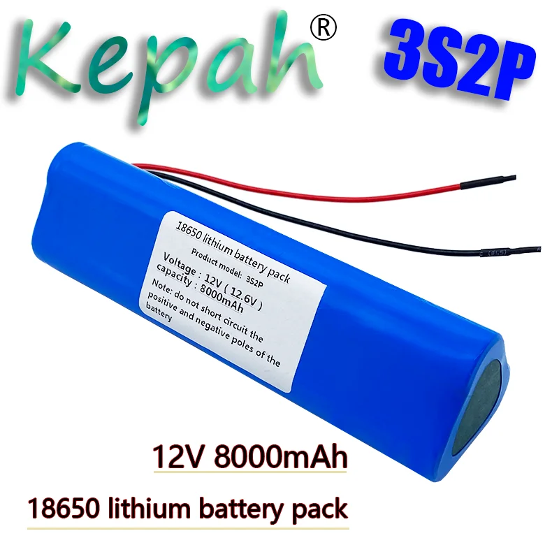 

12V Battery 8000mAh 3S2P 12.6V 11.1V KLUOSI 18650 Lithium-ion Battery Pack with 5A BMS for Backup Power Ups CCTV Camerar