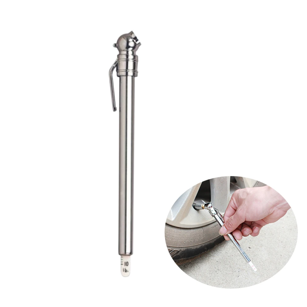 

Chrome Tire Air Pressure Gauge Pen 5-50 PSI Tool For Auto Car Truck Bicycle