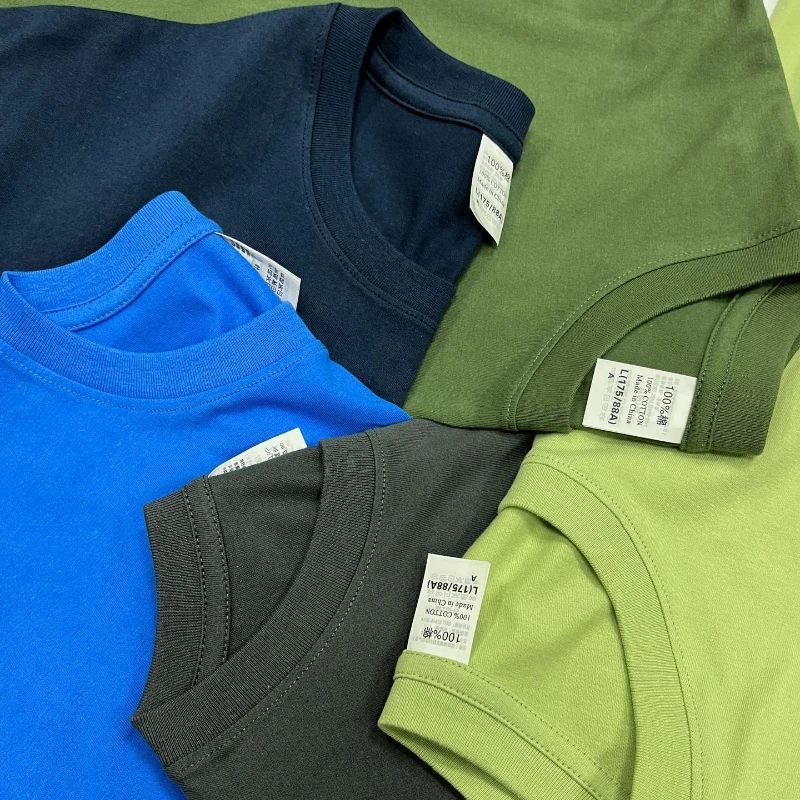 

New Pure Cotton Short-Sleeve T-shirt Men's and Women's Oversize Simple Fashion Basic Bottoming Shirt KX-790