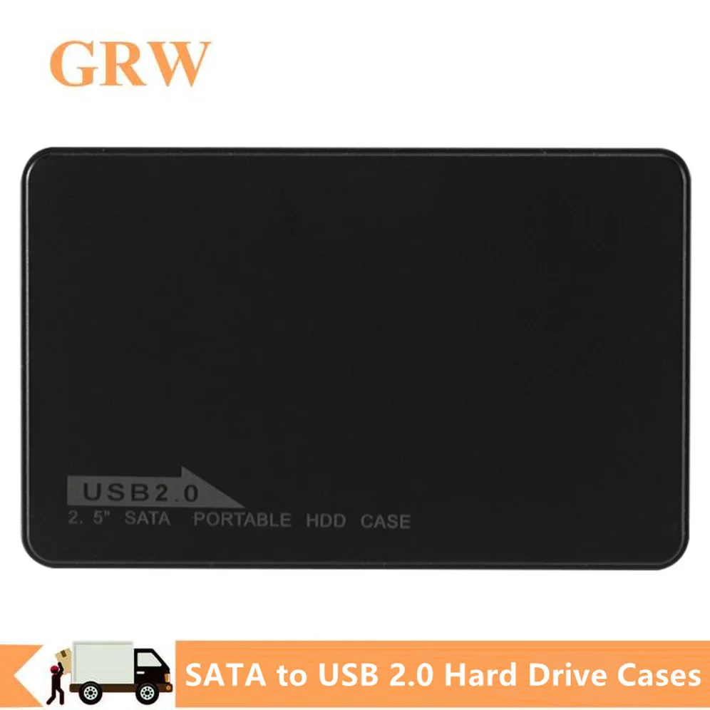 Grwibeou 2.5" SATA to USB 2.0 HDD Enclosure Mobile Hard Drive Cases With USB 2.0 Cable ABS for SSD External Storage HDD Box