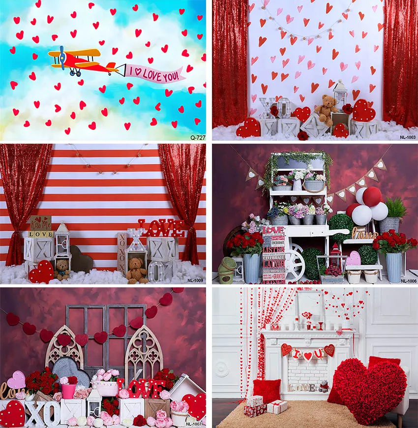 

Valentines Day Background Photography Banner Poster Love Bear Rose Vinyl Backdrop for Family Children Baby Photoshoot Photozone