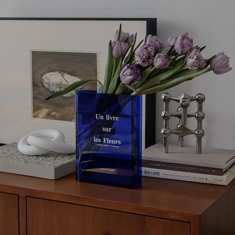 

Ins акриловая ваза Klein Blue Book прозрачная Современная декорация домашний стол Цветочная ваза Свадебная гидропонная комната вазы для растений