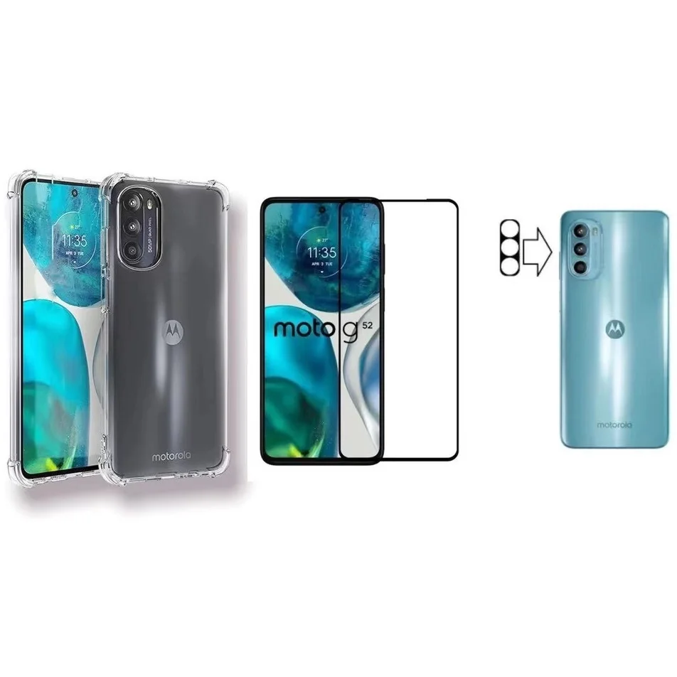 

Kit Película De Vidro 3D Motorola Moto G52 + Capa Capinha Anti Shock + Pelicula Camera 3D