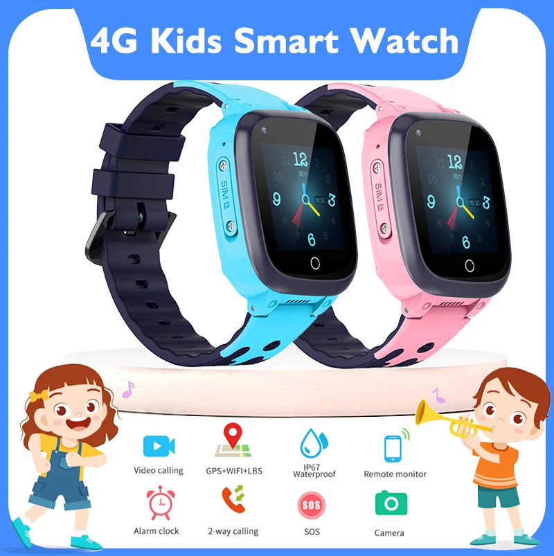 

WIFI Phone Watch 4G Kids Smart Watch GPS Tracking Video Call SOS Voice Chat Children Smartwatch Remote Photo IP67 Waterproof