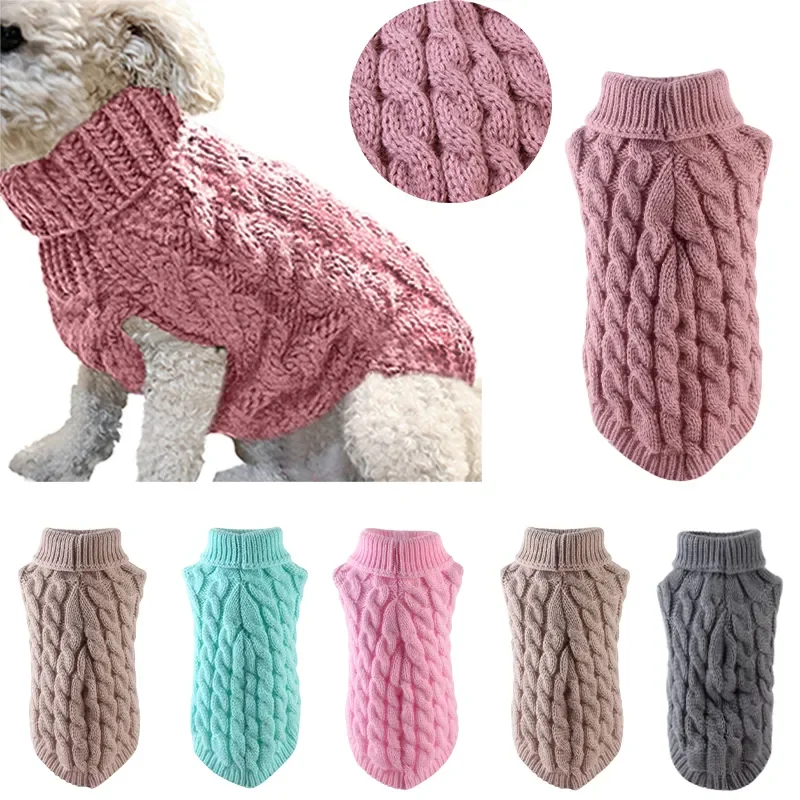 

Warm Dog Sweaters for Small Dogs Turtleneck Knitted Winter Dog Clothes Pet Puppy Cat Sweater Vest Chihuahua French Bulldog Coat