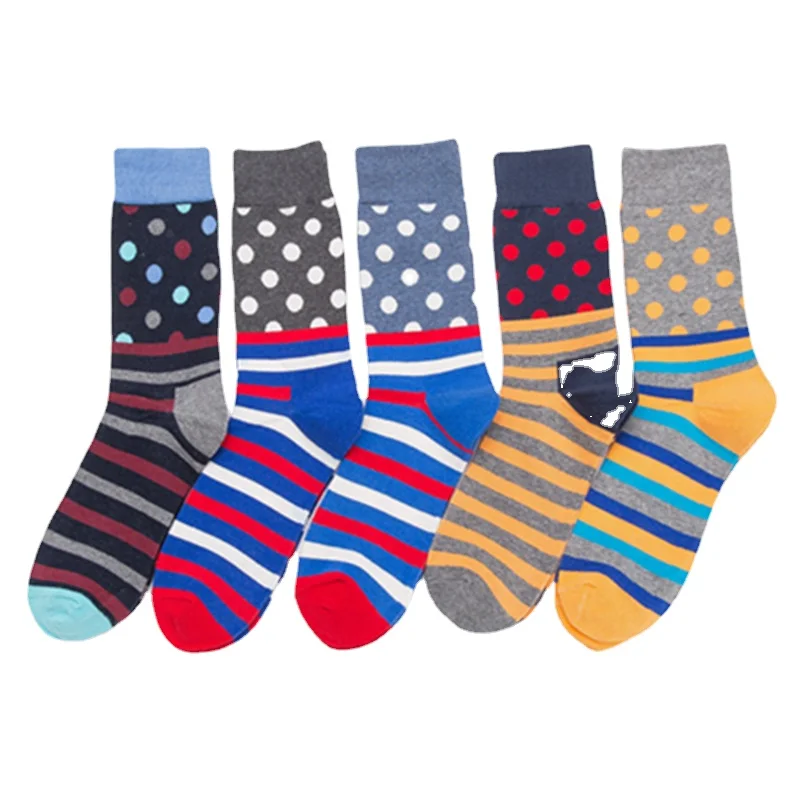 

10 Pairs/Lot Autumn Winter Happy Funny Socks Dots In Stockings Lovers Sock Personalized Men's Combed Cotton Sock Wholesale