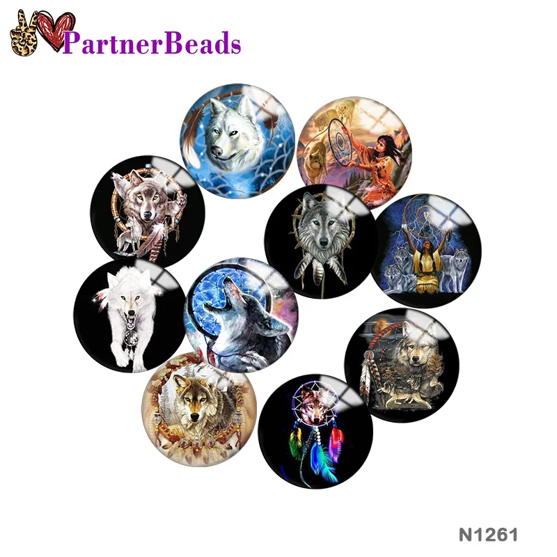 

Wolf Dreamcatcher Image printing metal DIY snap button accessories Fit bag hat Clothes shoes N1261