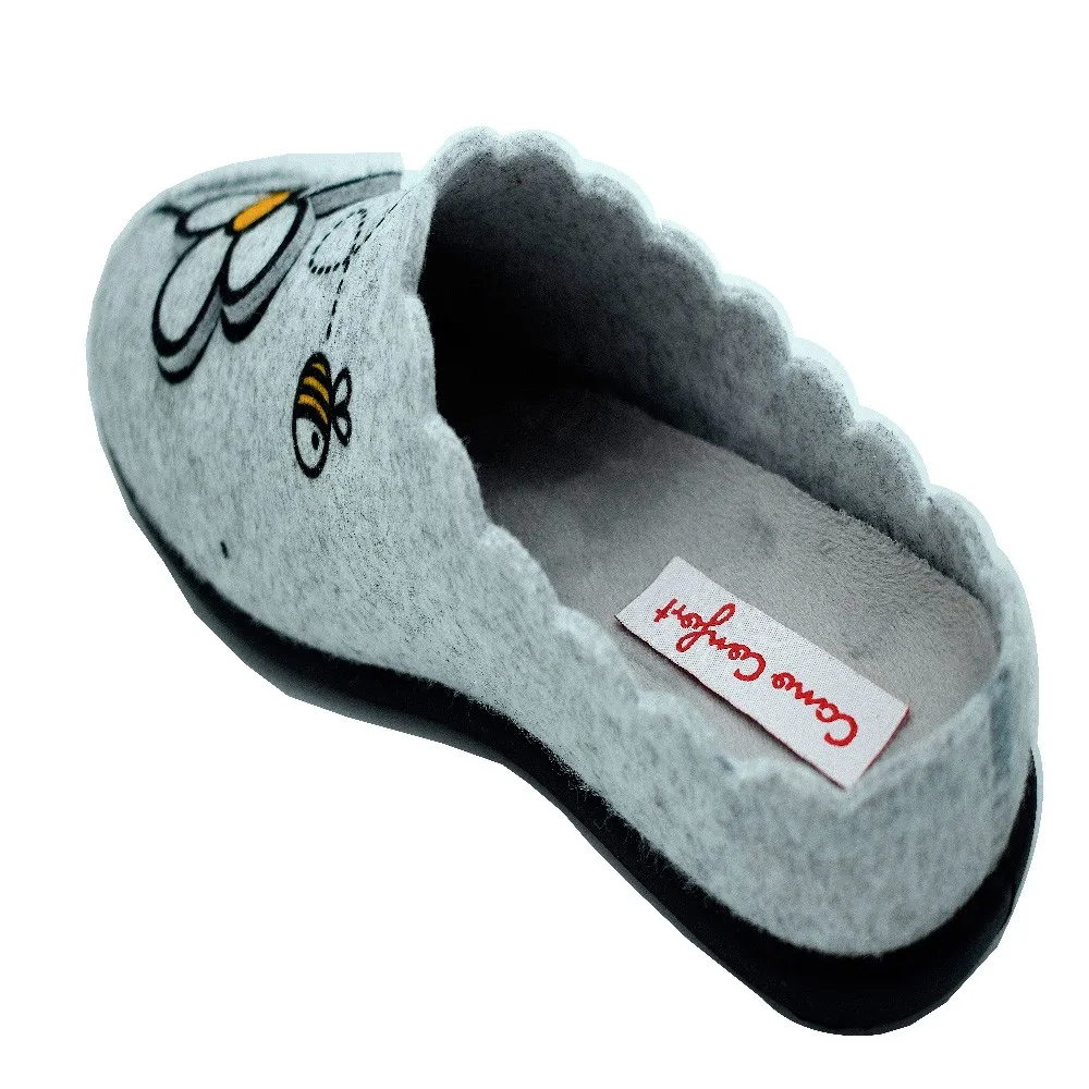 Тапки Comfort CANO из 27333 107 фетра домашние тапочки серого и желтого цвета с пчелиным