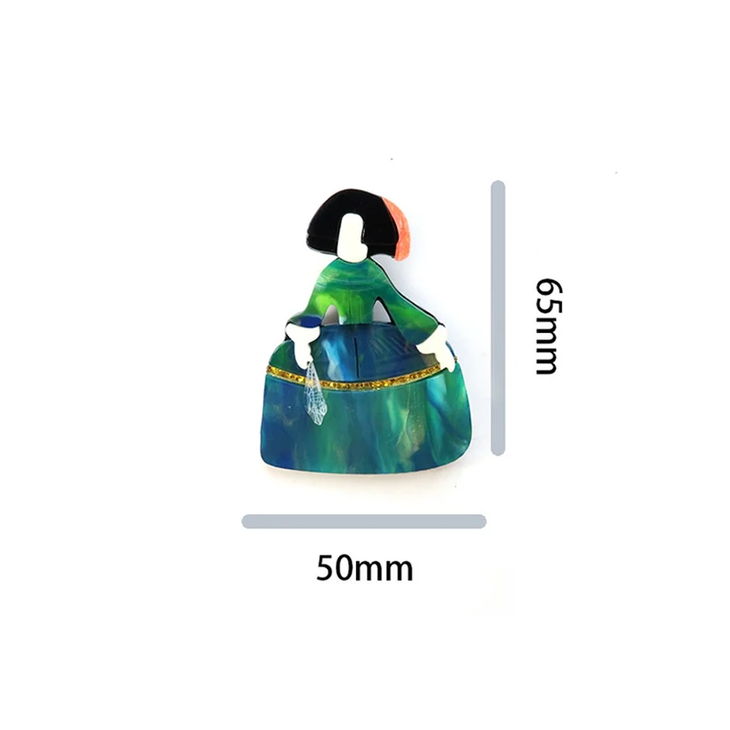 Фото YAOLOGE Personal Korean Style Cartoon Faceless Girl Brooch Acrylic Material Original Splicing Portrait Badge Party Gift Pins №2
