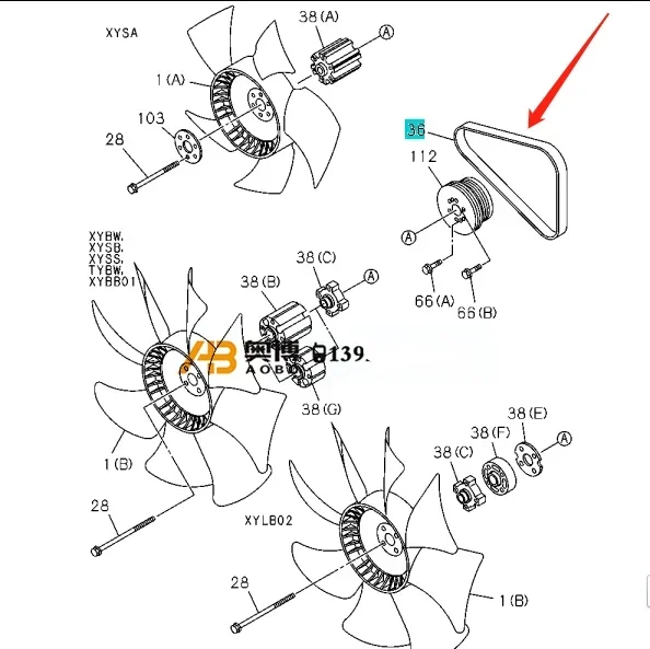 Экскаватор оригинальный импортный 4JJ1 ремень вентилятора 130B 130A5