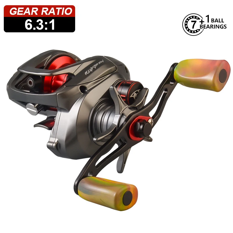 New Ultralight Baitcasting Reel Dual Brake System Reel 8KG Max Drag 7+1 BBs 6.3:1 High Speed Fishing Reel for Bass Pike Fishing