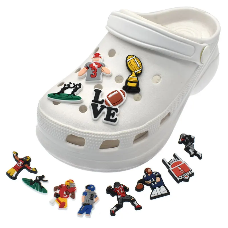 

1 Piece Rugby Collection Sandal Accessories PVC Soft Rubber Shoe Buckle Removable Shoe Buckle Fine Shoe Buckle