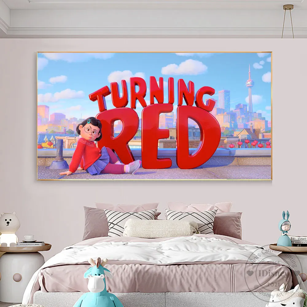 

Disney Turning Red Youth 2022 Cartoon New Movies Poster Prints Landscape Canvas Painting Kids Room Home Decoration Best Gift