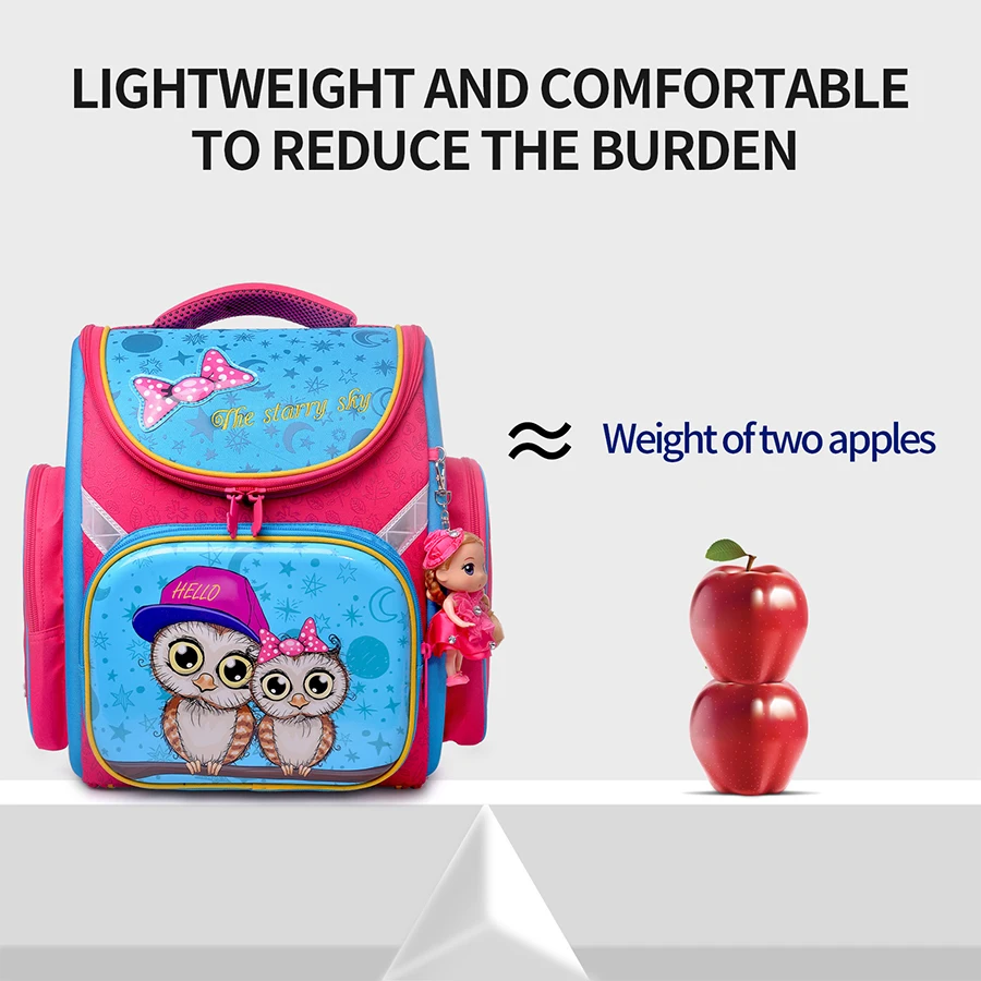 Children 3D Orthopedic School Bags For Girls Owl Pattern Kids Satchel Primary Backpack Grade 1-3 Schoolbag knapsack Sac Mochila