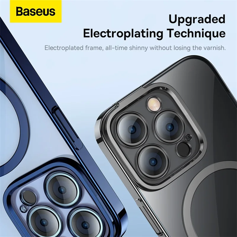 Baseus Magnetic Phone Case For iPhone 14 Pro Max Shockproof Transparent Plating Case Cover For iPhone 14 Plus 2022 Coque Shell