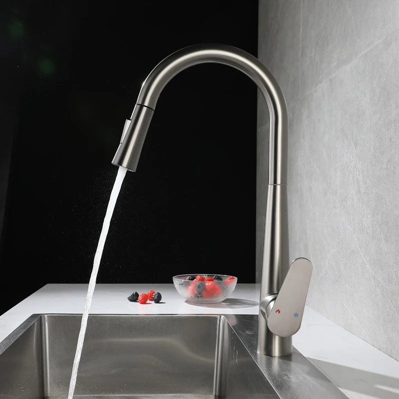 

ULA Pull Out Kitchen Faucet Black Tap Spout Kitchen Hot Cold Water Mixer Tap Sink Faucet Kitchen Stainless Steel Tap Torneira