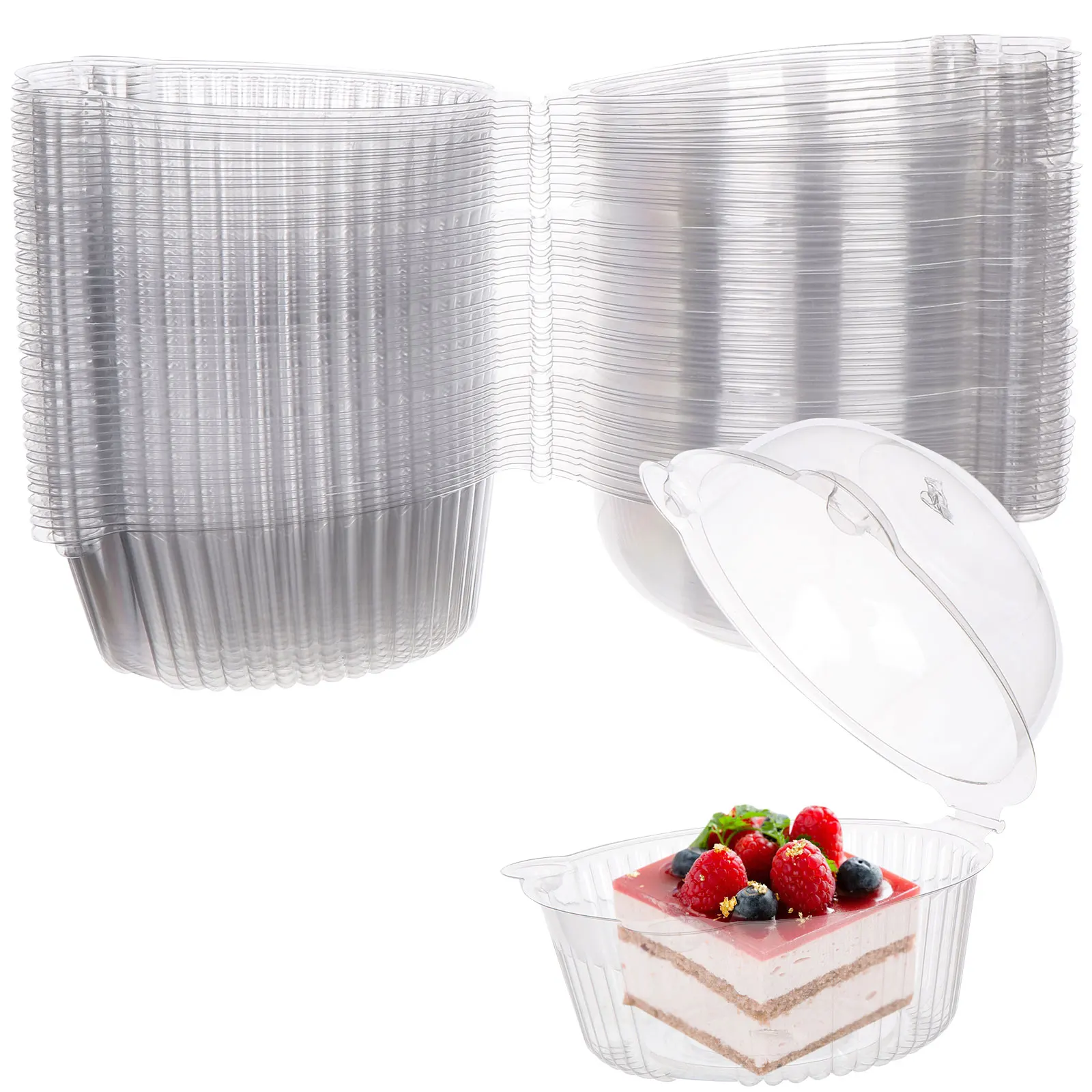 

100pcs Cake Box Transparent Box Packaging Cute Cat Head Shape Plastic Disposable Dome Cake Box Fruit Cake Cup Box