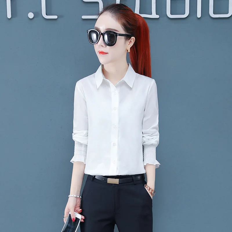 Модная универсальная маленькая свежая синяя полосатая рубашка женская с длинным