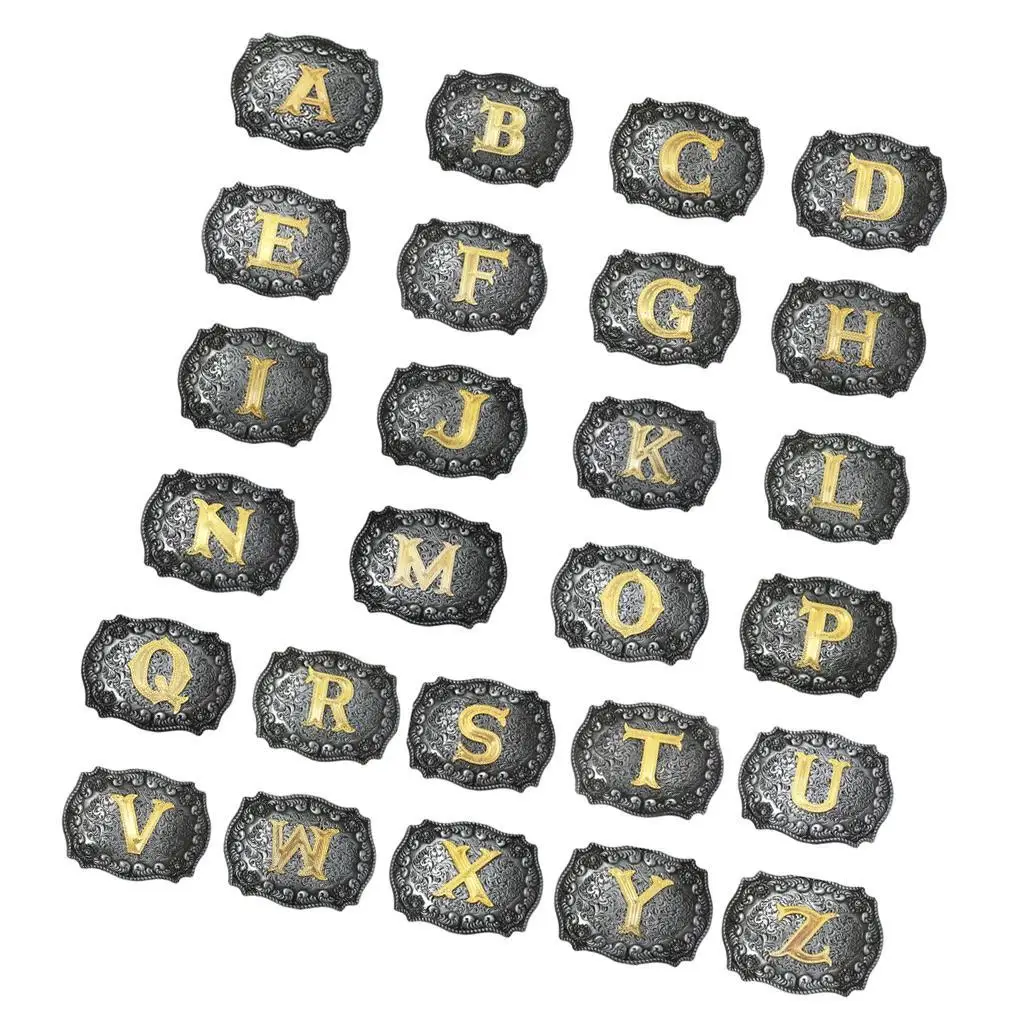 

Unisex Adult Alphabet Letter Western Belt Buckle, Vintage /Silver