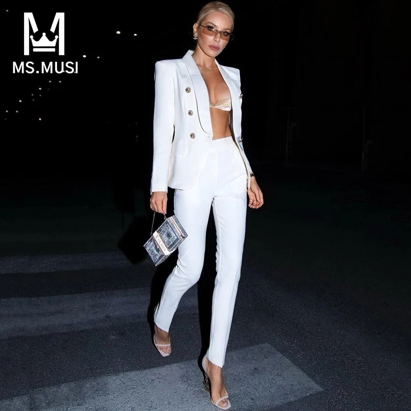 Новинка 2023 соблазнительный однотонный комплект MSMUSI из двух предметов облегающий