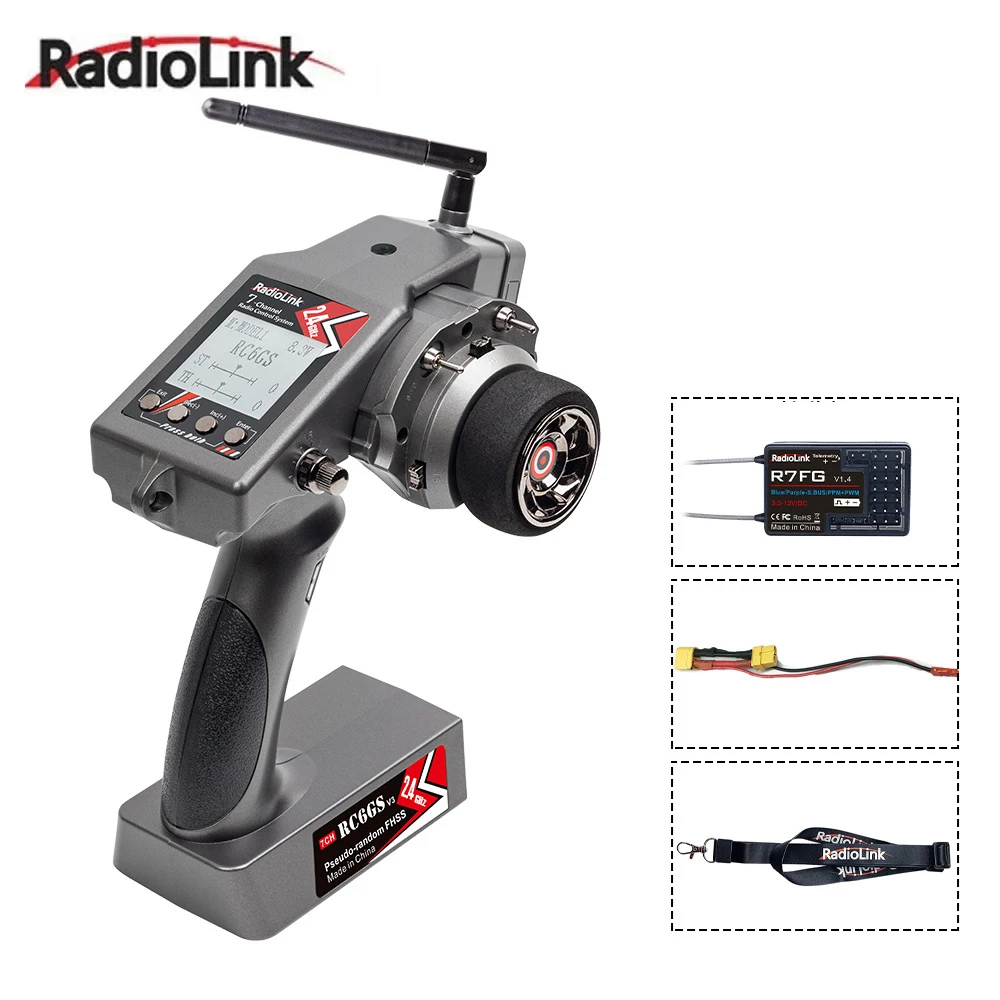 Фото Radiolink RC6GS V3 2,4G 7-канальный радиопередатчик с приемником R7FG гироскопическая телеметрия для радиоуправляемого автомобиля, лодки №1