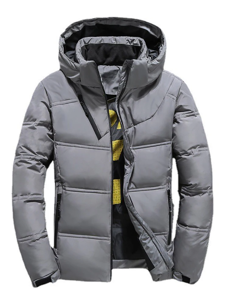 Winter Warm Men Jackets Coat Casual Warm Stand Collar Puffer Thick Hat White Duck Parka Male Black Winter Down Jacket With Hood