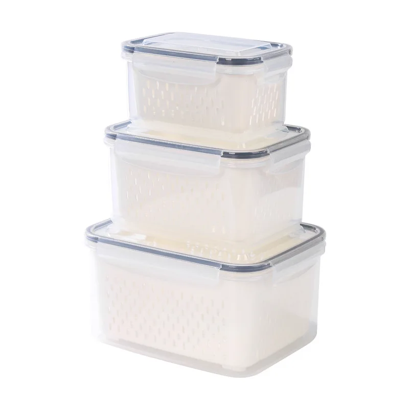 

Refrigerator Storage Box Fridge Organizer Fresh Vegetable Fruit Boxes Drain Basket Storage Containers Pantry Kitchen Organizer