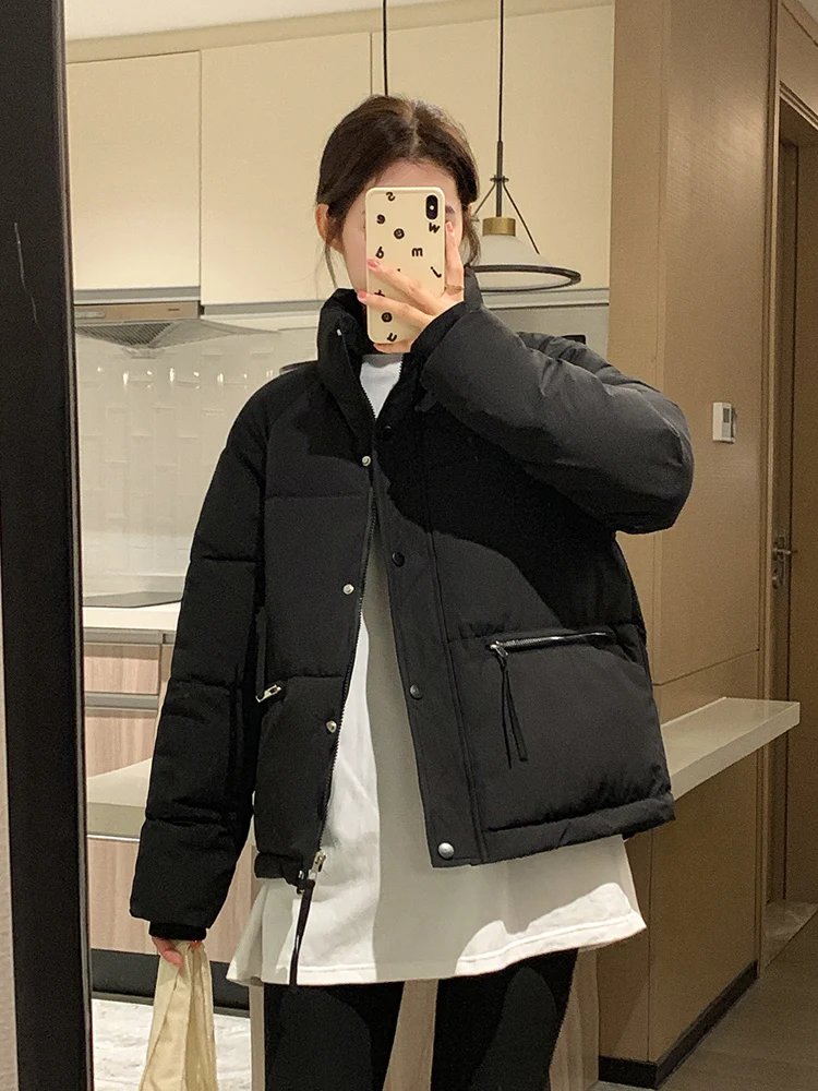 Vielleicht 2023 Autumn Winter Women Parkas Jackets Stand Collar Casual Thick Warm Female Outwear Short Streetwear Windproof Coat